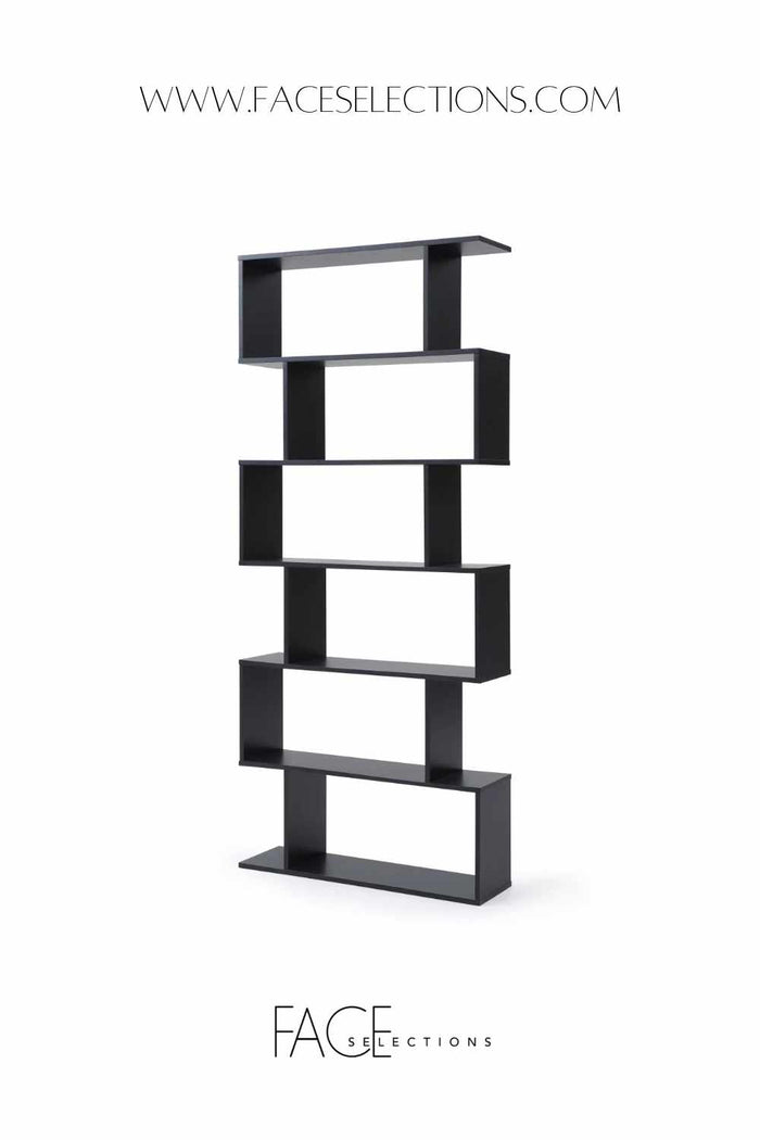 Modern Design Black Staggered Interior Decor Bookcase