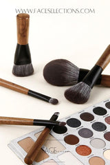 6 PC Walnut Wood Handle Makeup Brush Set