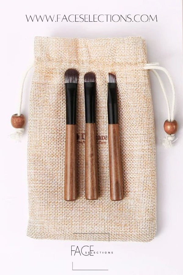 6 PC Walnut Wood Handle Makeup Brush Set