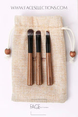 6 PC Walnut Wood Handle Makeup Brush Set