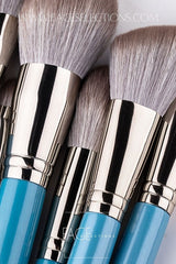 Beautiful Powder Blue Leather Bag 13pcs Brush Set