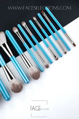 Beautiful Powder Blue Leather Bag 13pcs Brush Set
