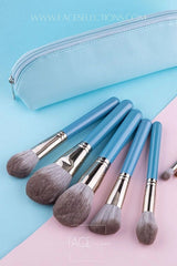 Beautiful Powder Blue Leather Bag 13pcs Brush Set