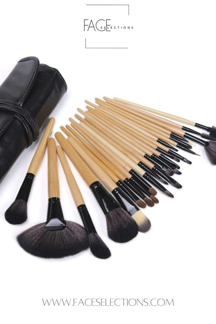 Black Leather Easy Carry Makeup Gift Bag Set 24pcs