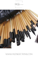 Black Leather Easy Carry Makeup Gift Bag Set 24pcs