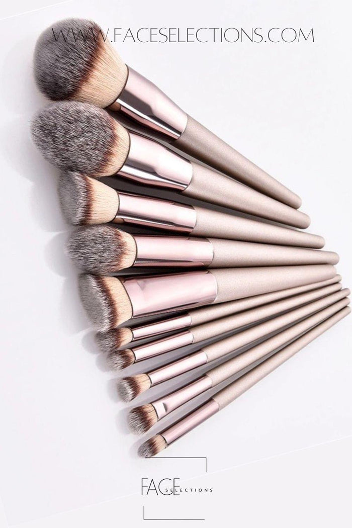 Champagne Kabuki Makeup Brush 10pcs Set