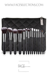 Professional Black 15pcs Makeup Brush Set With Leather Clutch