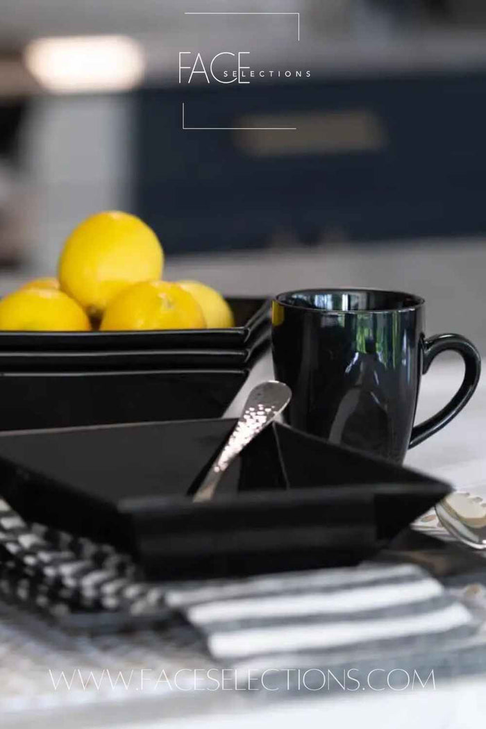 Black 16-Piece Food Photography Dinnerware Set