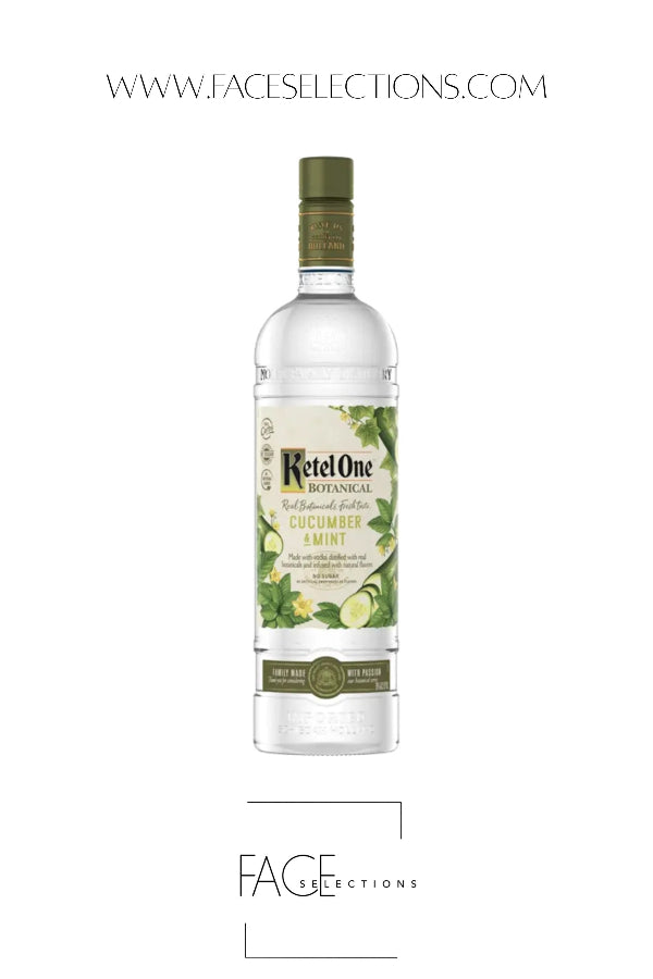 A bottle of Ketel One Botanicals cucumber & mint Fish Sauce, shown against a plain white background with website text overlays at the top and bottom.