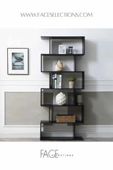 Modern Design Black Staggered Interior Decor Bookcase